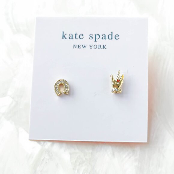 Kate Spade Jewelry - Kate Spade • winning pair love you gold stud earrings